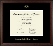 Community College of Denver Gold Embossed Diploma Frame in Studio