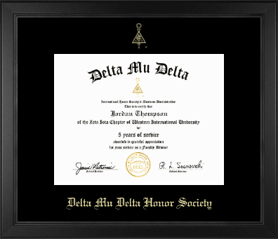Delta Mu Delta Honor Society certificate frame - Gold Embossed Certificate Frame in Arena