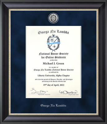 Omega Nu Lambda certificate frame - Silver Engraved Medallion Certificate Frame in Noir