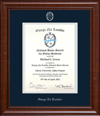 Omega Nu Lambda certificate frame - Silver Embossed Certificate Frame in Prescott