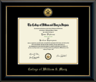 William & Mary diploma frame - Gold Engraved Medallion Diploma Frame in Onyx Gold