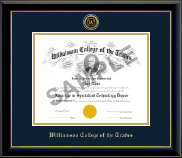 Williamson College of the Trades diploma frame - Gold Engraved Medallion Diploma Frame in Onyx Gold