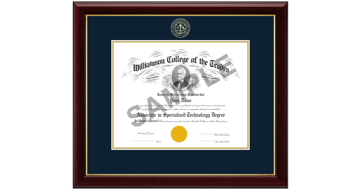 Gold Embossed Diploma Frame in Gallery Williamson College of the Trades Item 410779 from