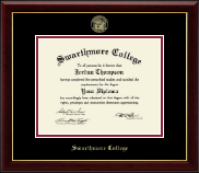 Swarthmore College diploma frame - Gold Embossed Diploma Frame in Gallery