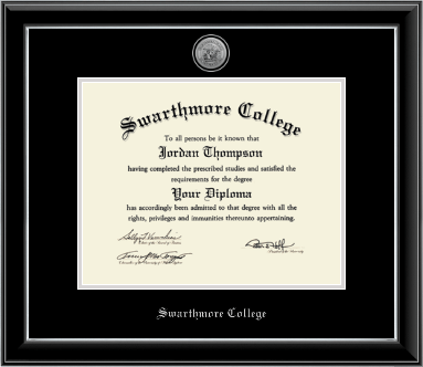Swarthmore College diploma frame - Silver Engraved Medallion Diploma Frame in Onyx Silver