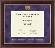 Texas Seminary Christian University diploma frame - Gold Engraved Medallion Diploma Frame in Chateau