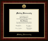 Molloy University diploma frame - Gold Engraved Medallion Diploma Frame in Murano