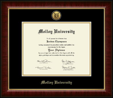 Molloy University diploma frame - Gold Engraved Medallion Diploma Frame in Murano