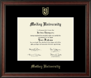 Molloy University diploma frame - Gold Embossed Diploma Frame in Studio