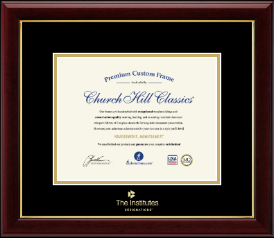 The Institutes Designations frame - Gold Embossed Frame in Gallery