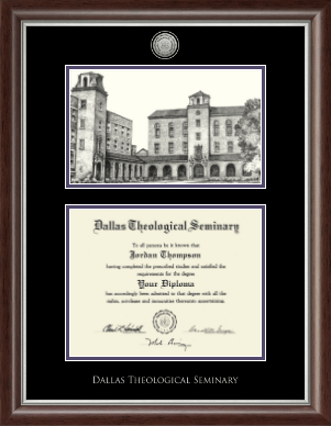 Dallas Theological Seminary diploma frame - Campus Scene Lithograph Silver Engraved Diploma Frame in Devonshire