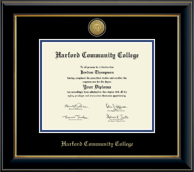Harford Community College diploma frame - Gold Engraved Medallion Diploma Frame in Onyx Gold