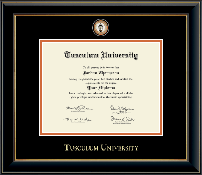 Tusculum University diploma frame - Masterpiece Medallion Diploma Frame in Onyx Gold