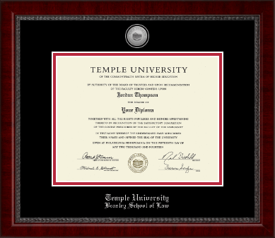 Temple University diploma frame - Silver Engraved Medallion Diploma Frame in Sutton