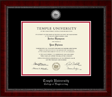 Temple University diploma frame - Silver Engraved Medallion Diploma Frame in Sutton