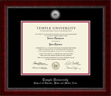 Temple University diploma frame - Silver Engraved Medallion Diploma Frame in Sutton