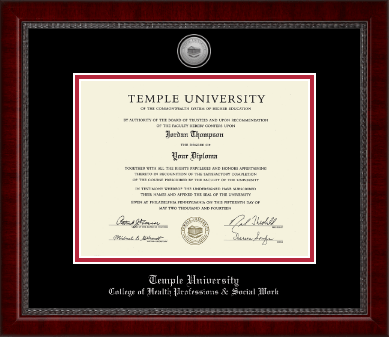 Temple University diploma frame - Silver Engraved Medallion Diploma Frame in Sutton