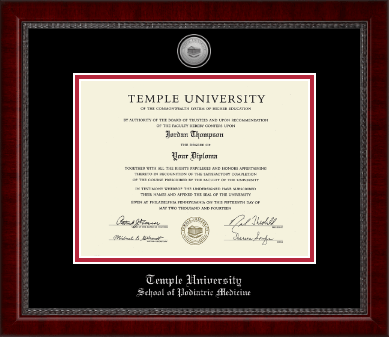 Temple University diploma frame - Silver Engraved Medallion Diploma Frame in Sutton