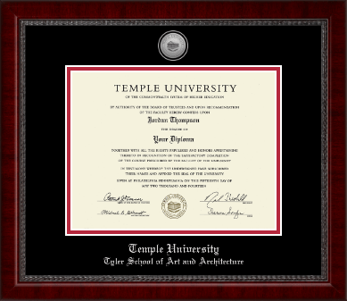 Temple University diploma frame - Silver Engraved Medallion Diploma Frame in Sutton