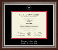 Temple University Law School diploma frame - Silver Embossed Diploma Frame in Devonshire