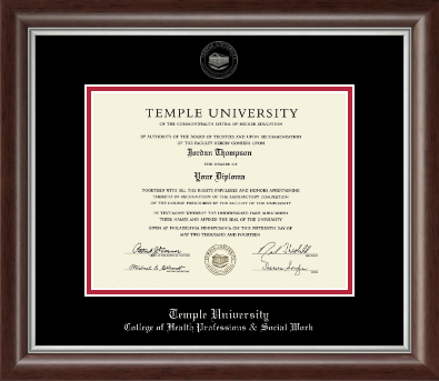 Temple University diploma frame - Silver Embossed Diploma Frame in Devonshire