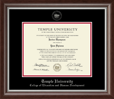 Temple University diploma frame - Silver Embossed Diploma Frame in Devonshire