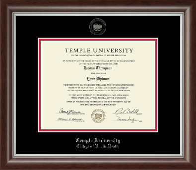 Temple University diploma frame - Silver Embossed Diploma Frame in Devonshire