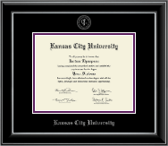 Kansas City University diploma frame - Silver Embossed Diploma Frame in Onyx Silver