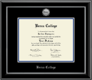 Berea College diploma frame - Silver Engraved Medallion Diploma Frame in Onyx Silver