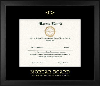 Mortar Board National College Senior Honor Society certificate frame - Gold Embossed Certificate Frame in Arena