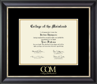 College of the Mainland diploma frame - Gold Embossed Diploma Frame in Noir