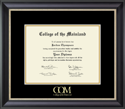 College of the Mainland diploma frame - Gold Embossed Diploma Frame in Noir