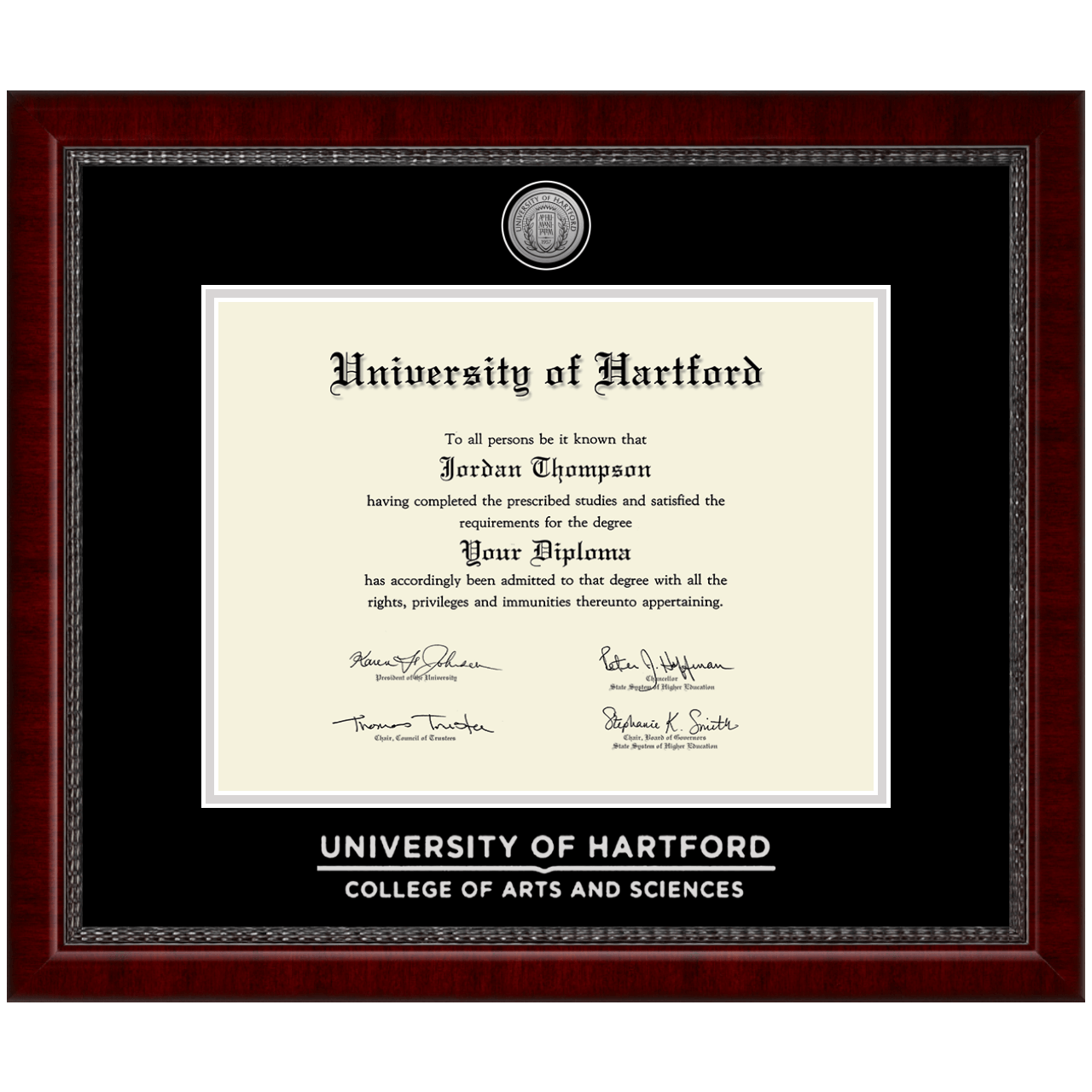 Silver Engraved Medallion Diploma Frame in Sutton University of