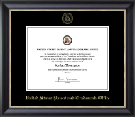 US Patent and Trademark Office certificate frame - Gold Embossed Certificate Frame in Noir