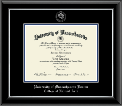 University of Massachusetts Boston diploma frame - Silver Embossed Diploma Frame in Onyx Silver