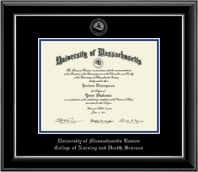 University of Massachusetts Boston diploma frame - Silver Embossed Diploma Frame in Onyx Silver