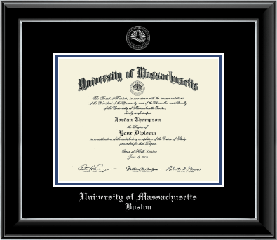 University of Massachusetts Boston diploma frame - Silver Embossed Diploma Frame in Onyx Silver