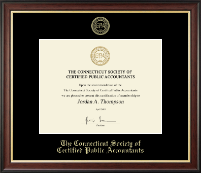 Connecticut Society of Certified Public Accountants certificate frame - Gold Embossed Certificate Frame in Studio Gold