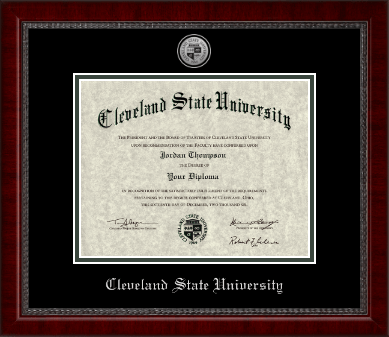 Cleveland State University diploma frame - Silver Engraved Medallion Diploma Frame in Sutton