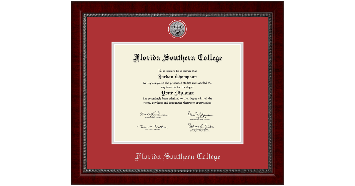 Silver Engraved Medallion Diploma Frame in Sutton Florida Southern