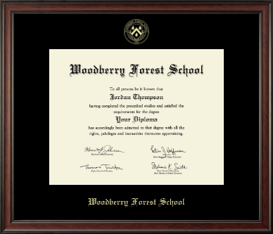 Woodberry Forest School diploma frame - Gold Embossed Diploma Frame in Studio