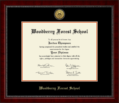 Woodberry Forest School diploma frame - Gold Engraved Medallion Diploma Frame in Sutton