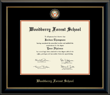Woodberry Forest School diploma frame - Masterpiece Medallion Diploma Frame in Onyx Gold