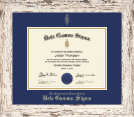 Beta Gamma Sigma Honor Society certificate frame - Gold Embossed Certificate Frame in Barnwood White
