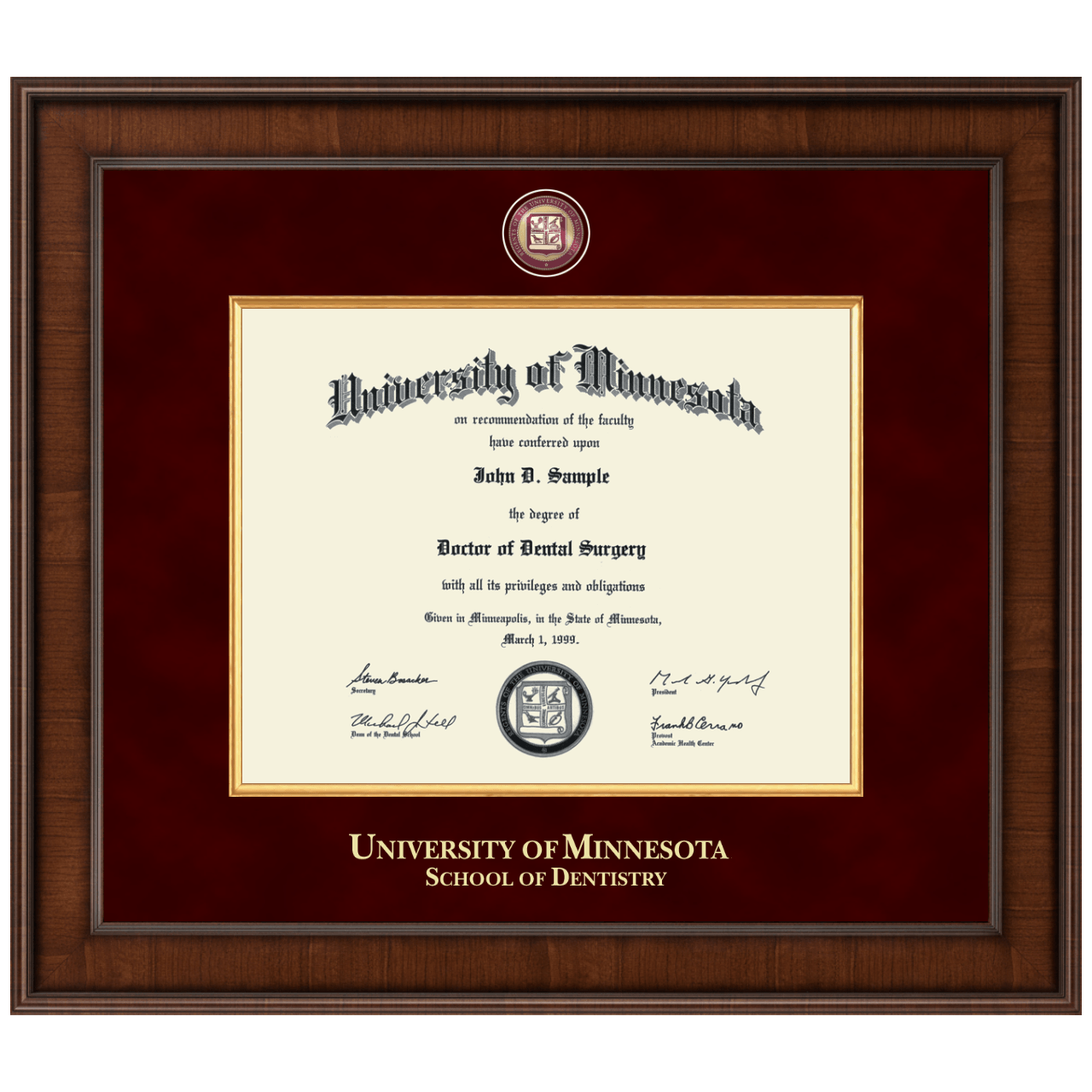 UMTC School of Dentistry Diploma Frames Church Hill Classics