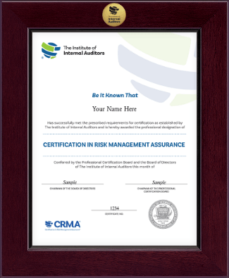 The Institute of Internal Auditors certificate frame - Century Gold Engraved Certificate Frame in Cordova