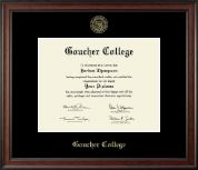 Goucher College diploma frame - Gold Embossed Diploma Frame in Studio