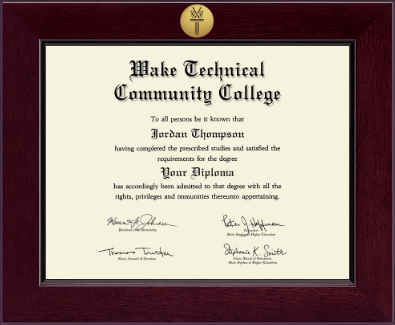 Wake Technical Community College diploma frame - Century Gold Engraved Diploma Frame in Cordova