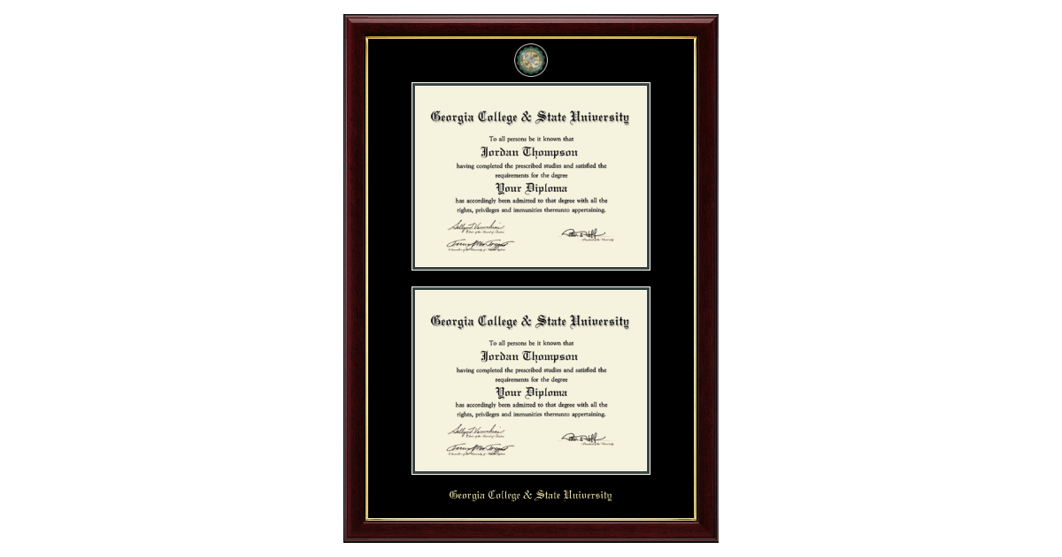 Masterpiece Medallion Double Diploma Frame in Gallery College