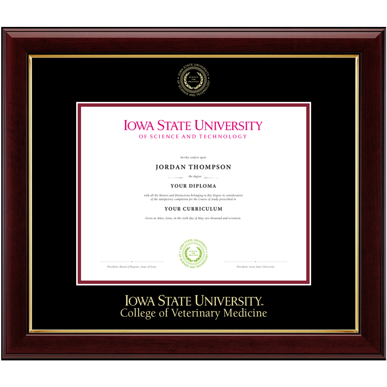 Gold Embossed Diploma Frame in Gallery Iowa State University Item